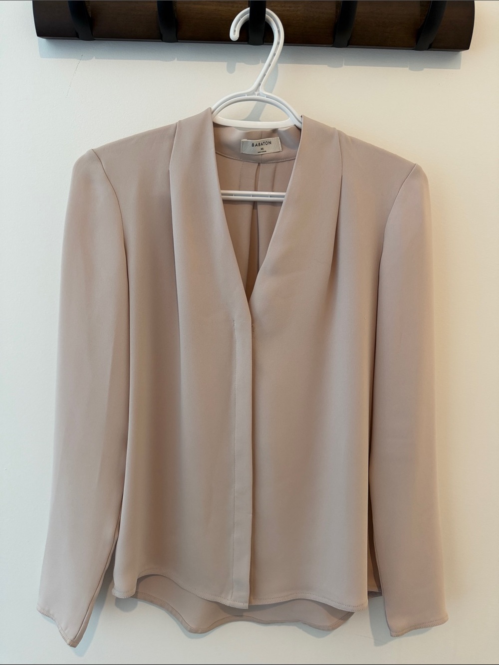 Babaton Blush-Taupe V-Neck Long Sleeve Blazer